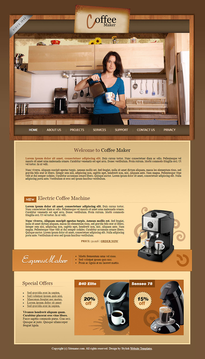 Free Coffee Maker Website Template