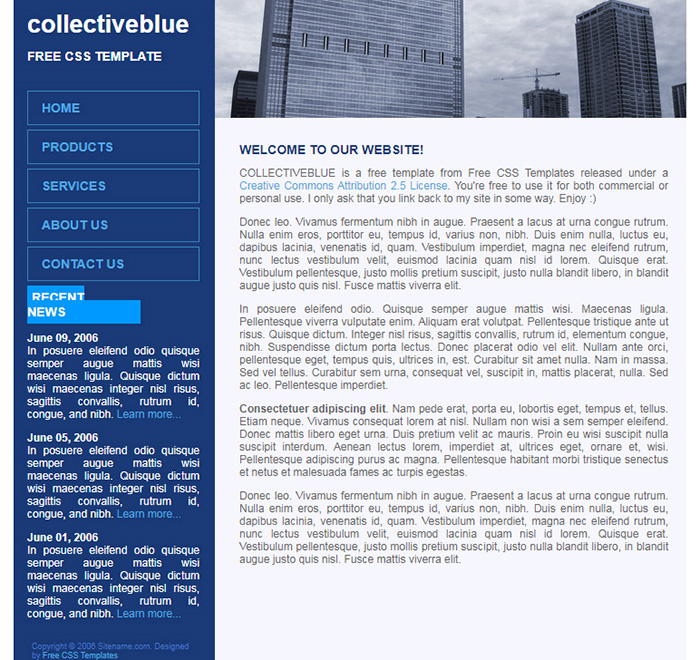 Free CollectiveBlue Website Template