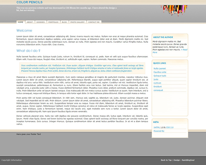 Free Color Pencils Website Template