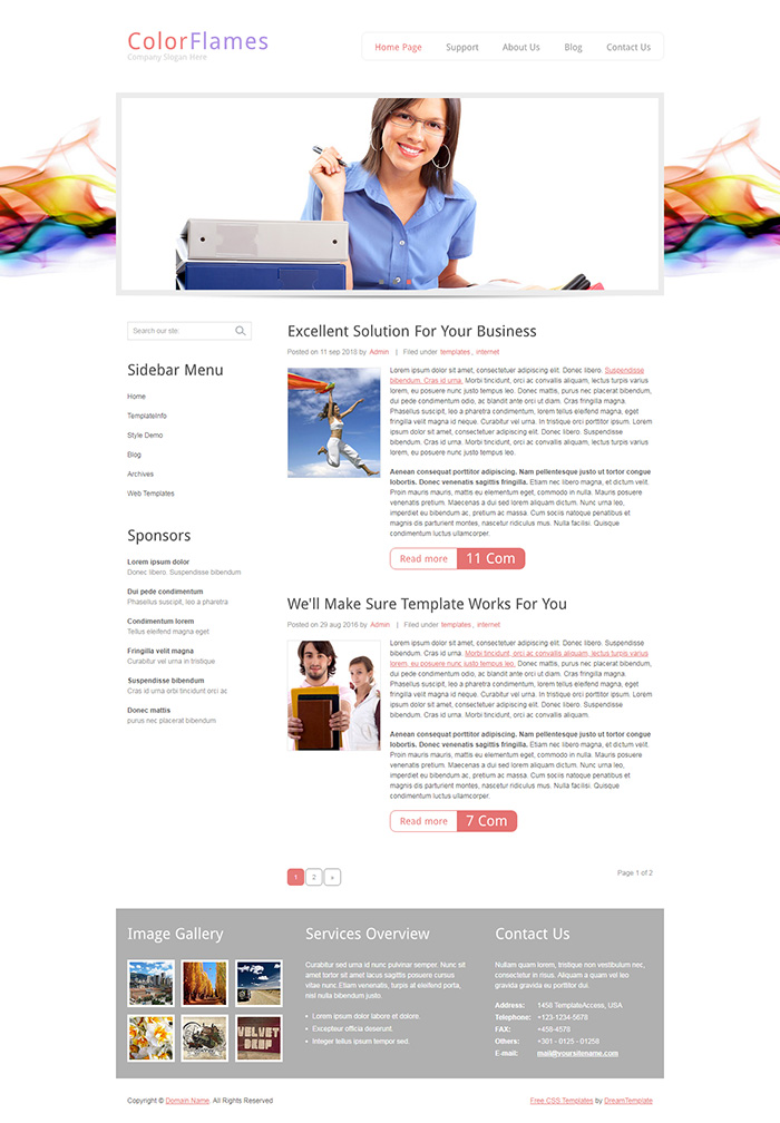 Free ColorFlames Website Template