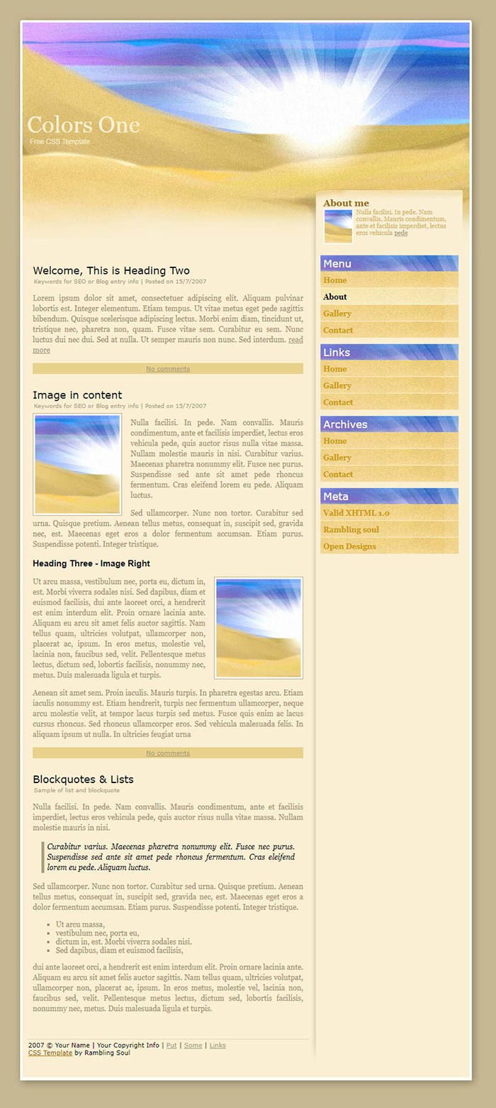 Free Colors One Website Template