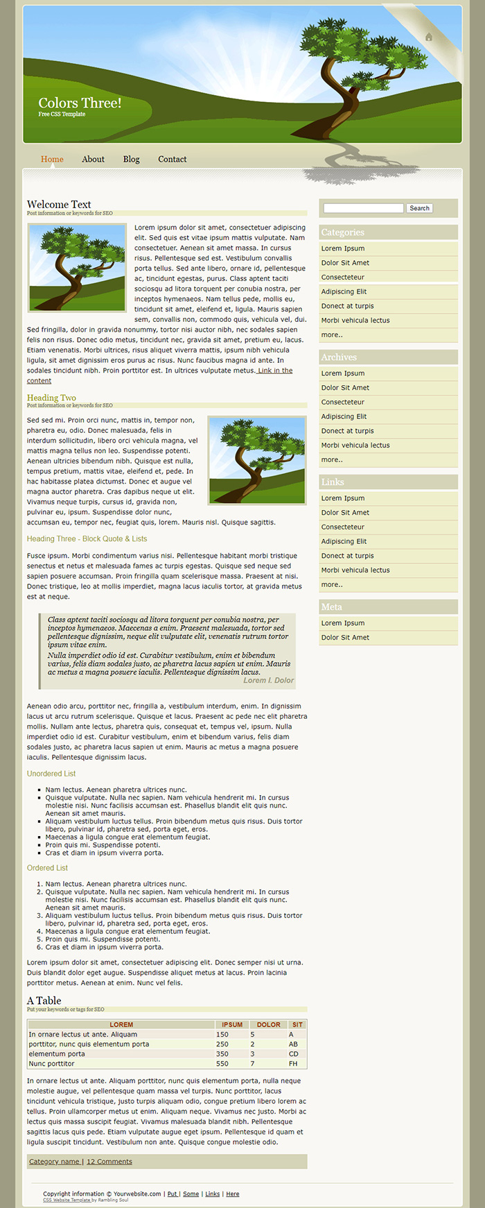 Free Colors Three Website Template
