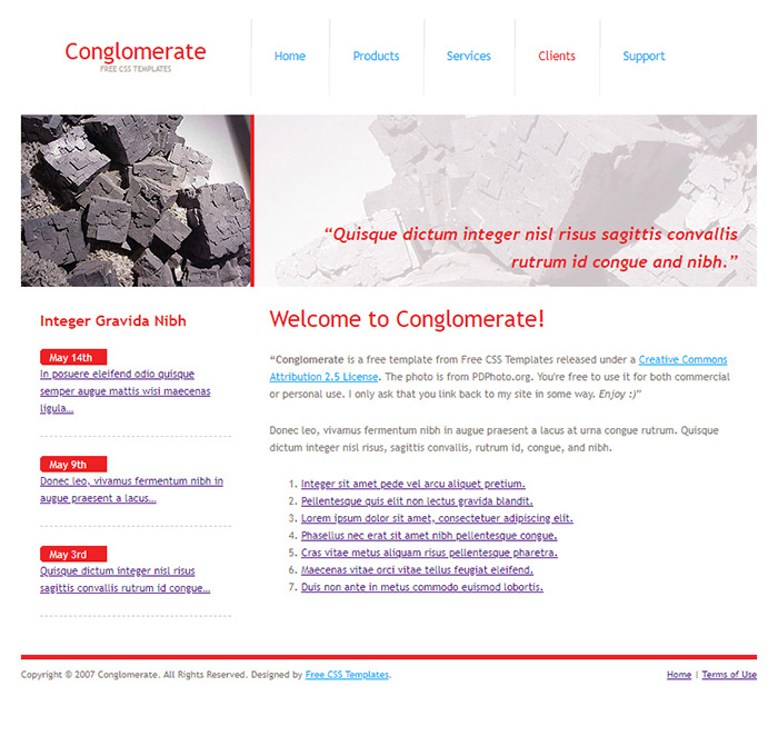 Free Conglomerate Website Template