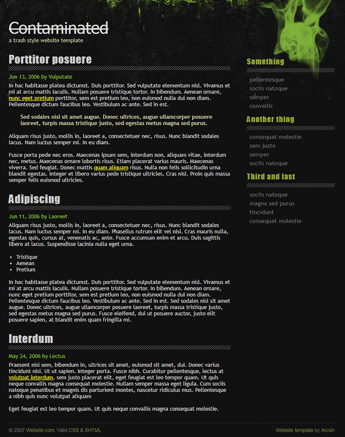 Free Contaminated Website Template