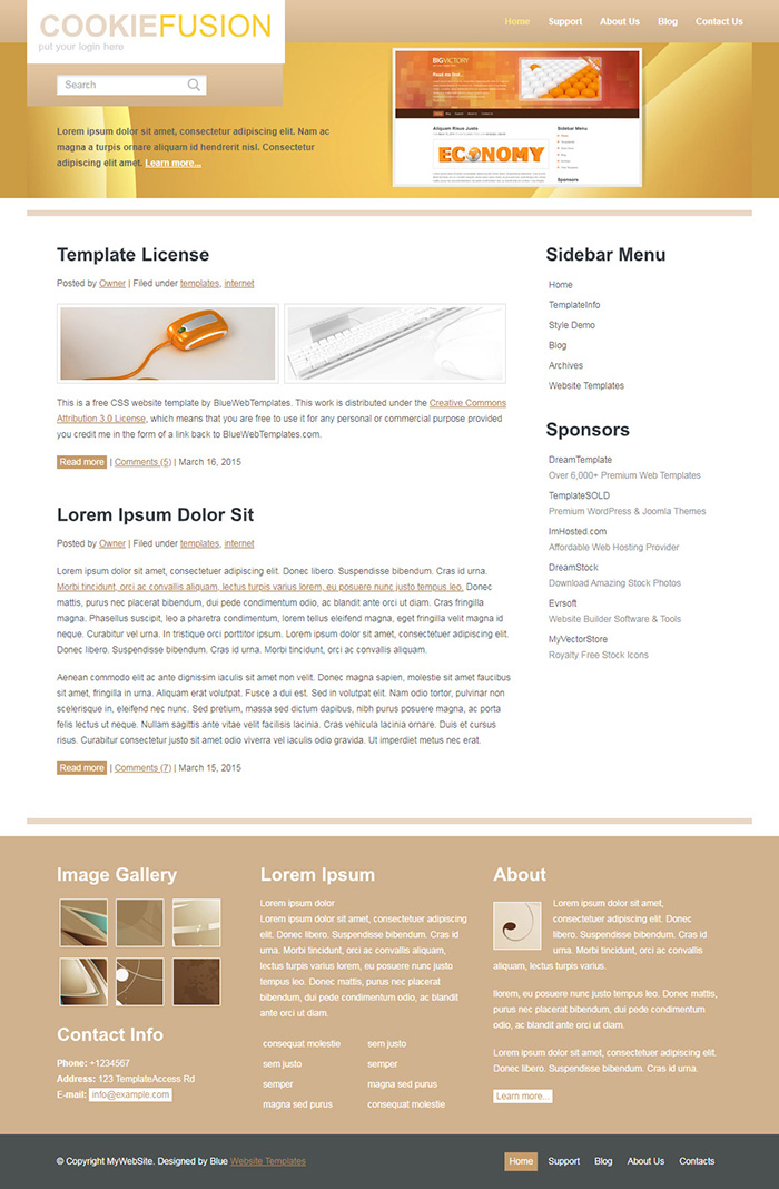 Free CookieFusion Website Template