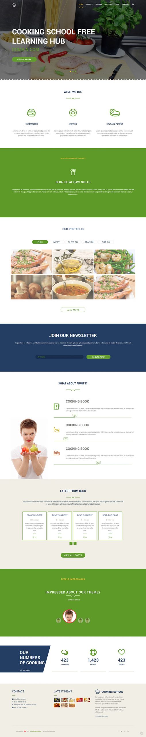 Free Cooking School Website Template