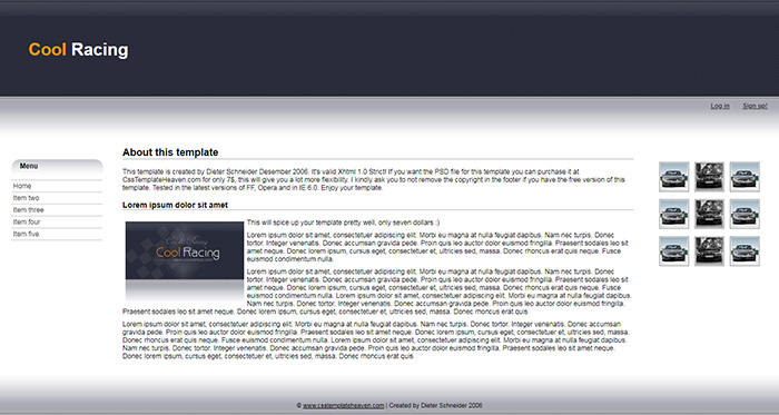 Free Cool Racing Website Template