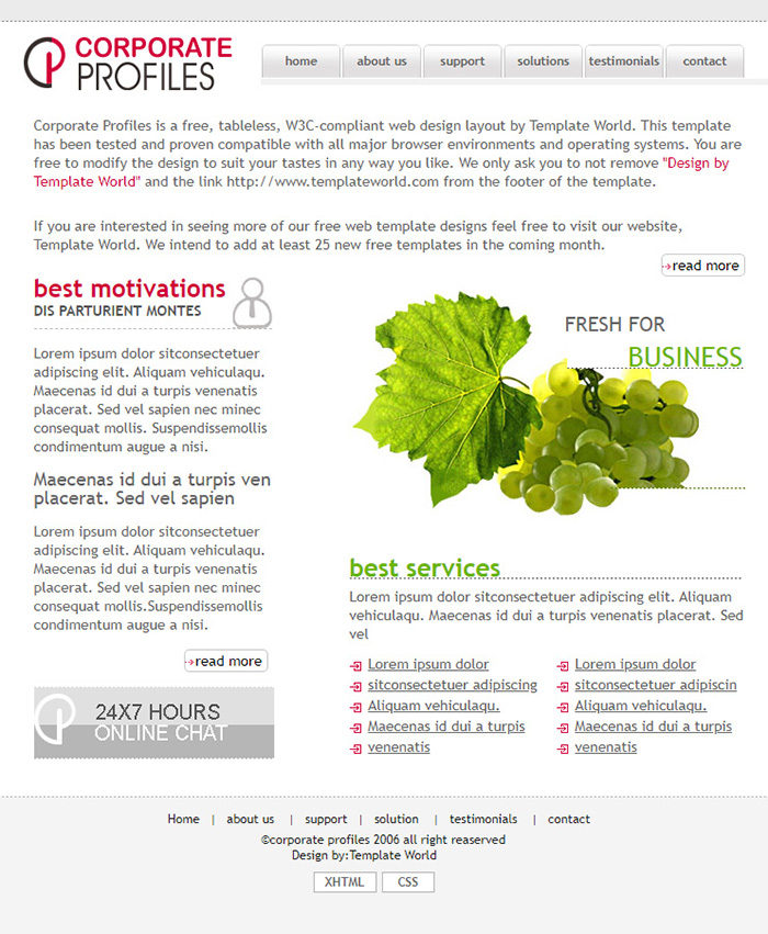 Free Corporate Profiles Website Template