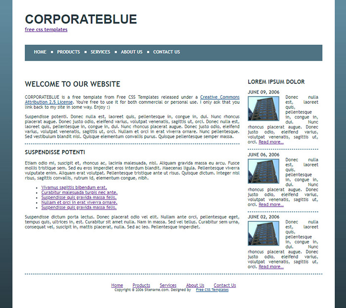 Free Corporateblue Website Template