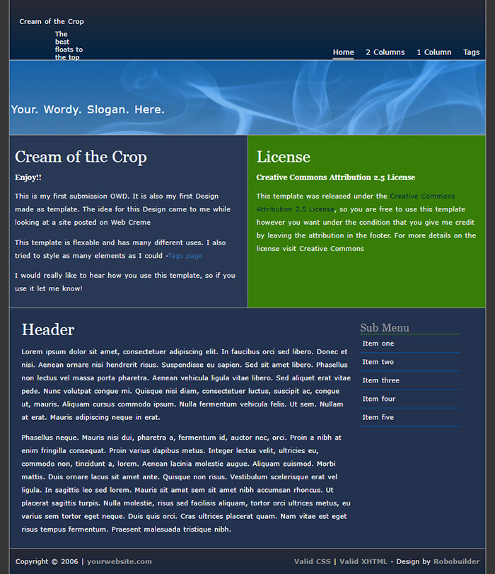 Free Cream of the Crop Website Template