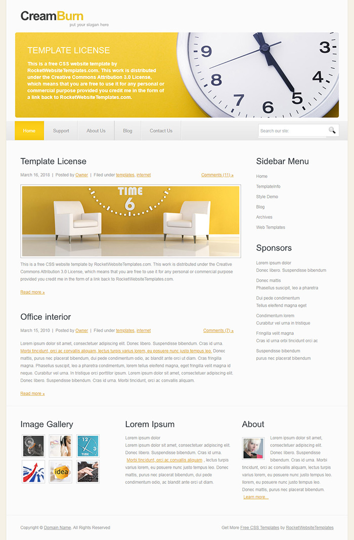 Free CreamBurn Website Template