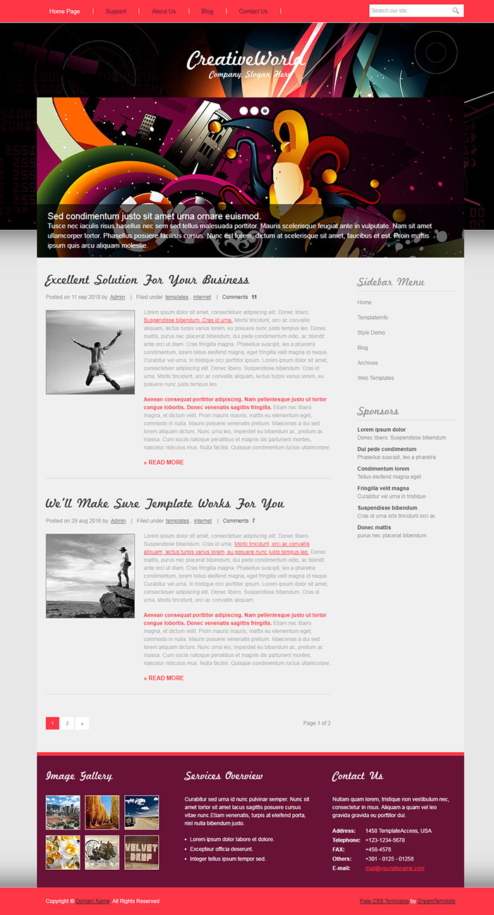 Free CreativeWorld Website Template