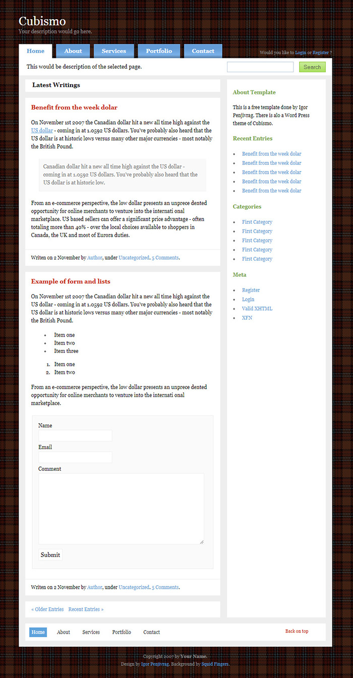 Free Cubismo Website Template
