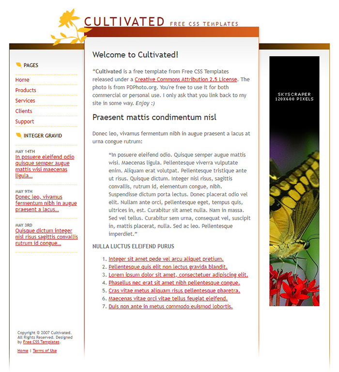 Free Cultivated Website Template