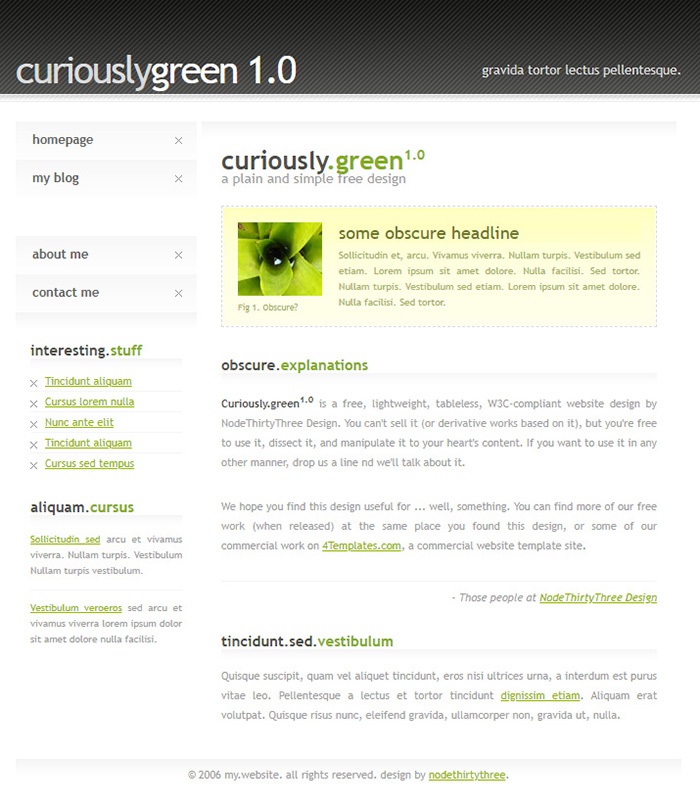 Free Curiously Green 1.0 Website Template