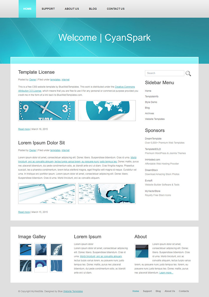 Free CyanSpark Website Template
