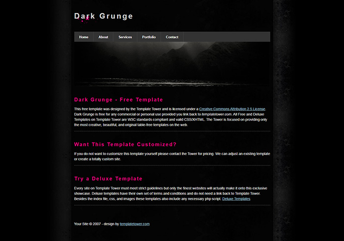 Free Dark Grunge Website Template Free Website Templates Html5 Css Templates Open Source Templates