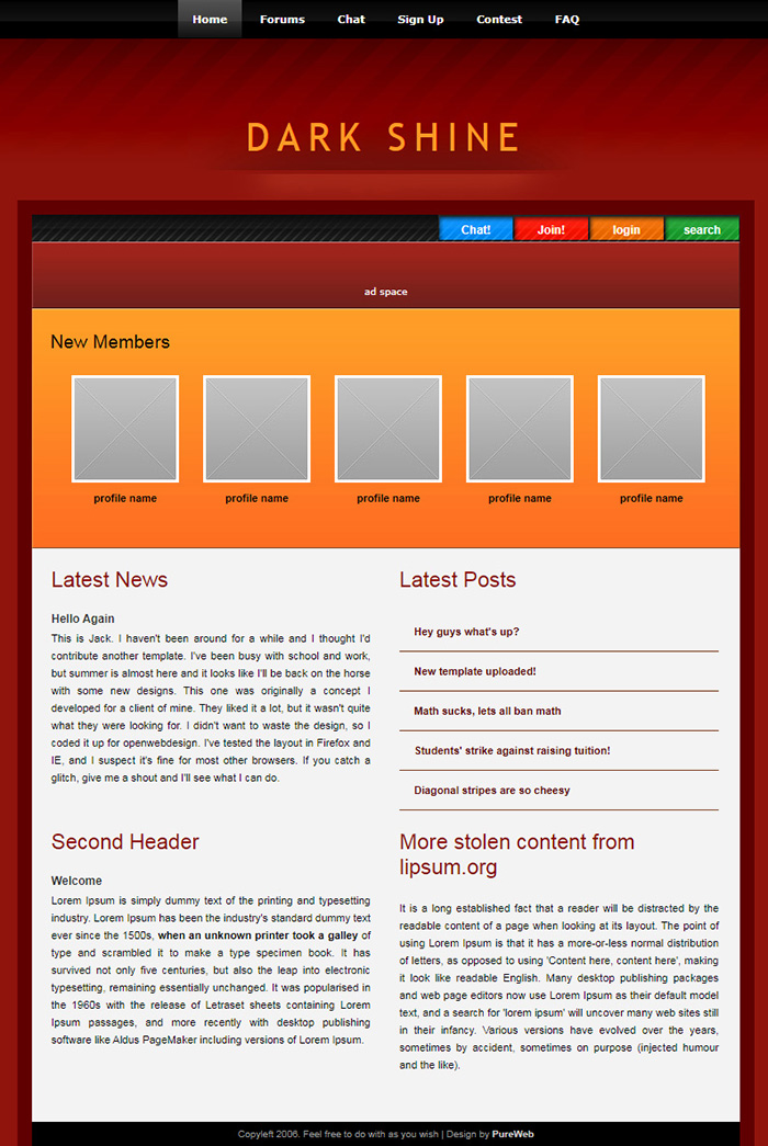 Free Dark Shine Website Template