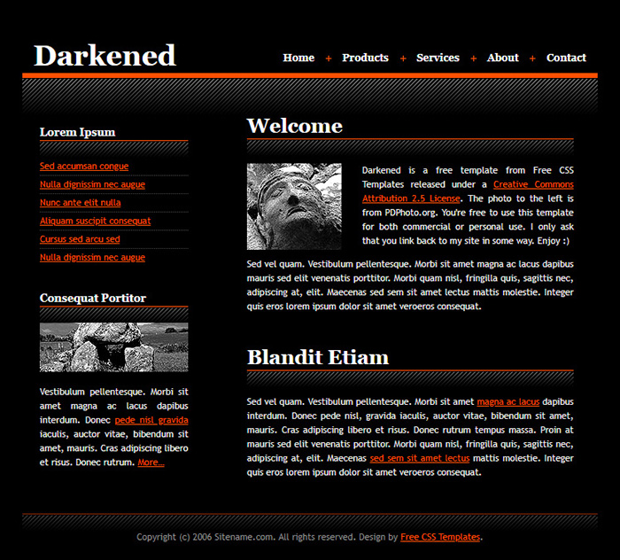 Free Darkened Website Template