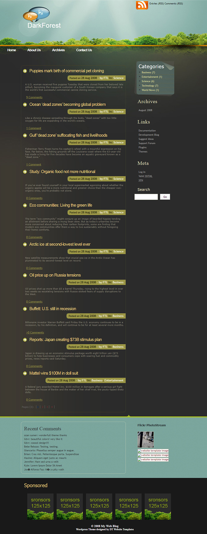Free DarkForest Website Template