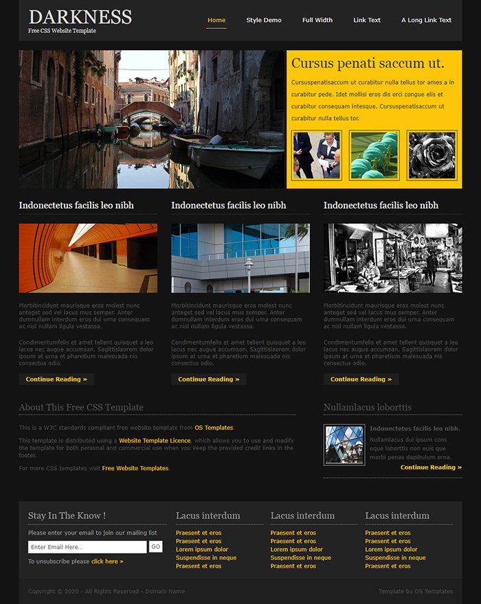 Free Darkness Website Template