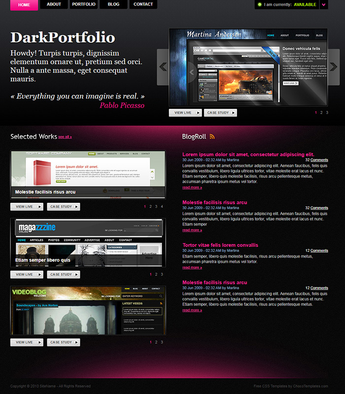 Free DarkPortfolio Website Template
