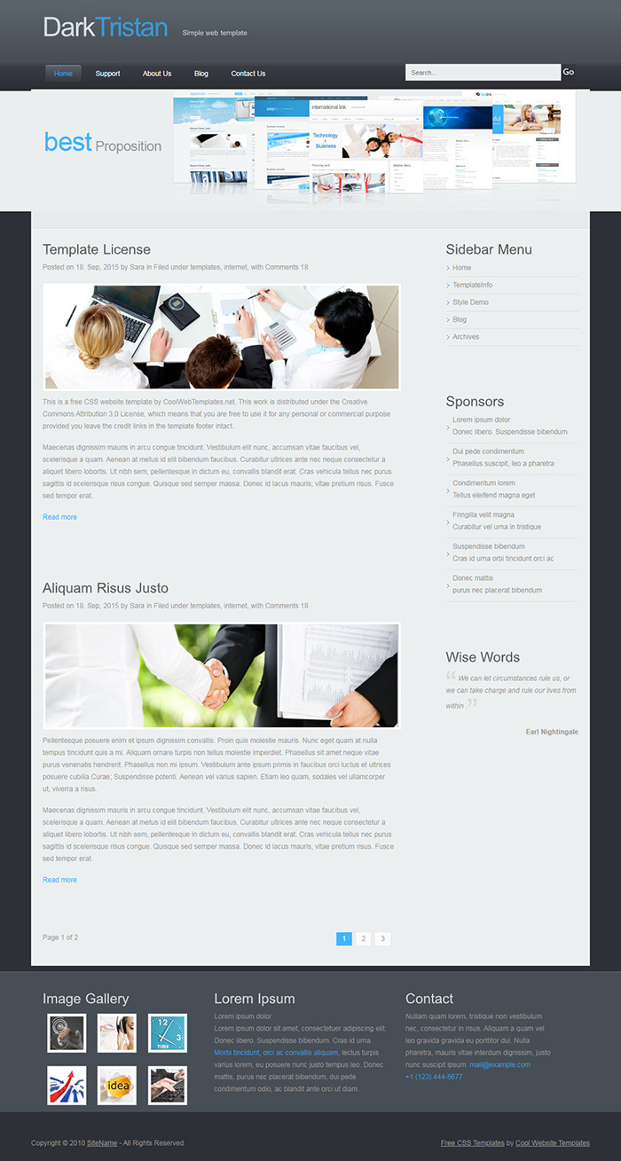 Free DarkTristan Website Template