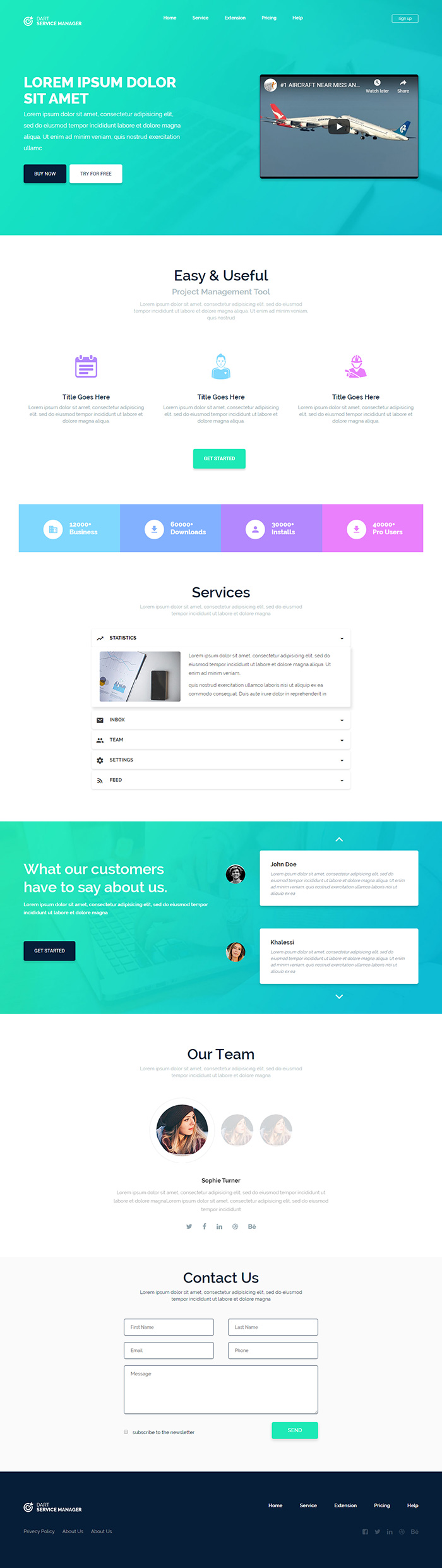 Free Dart Landing Website Template