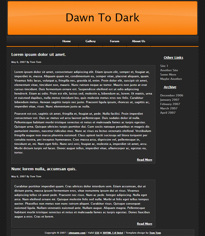 Free Dawn To Dark Website Template