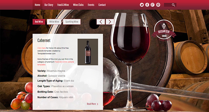 Free Decanter 1800 Website Template
