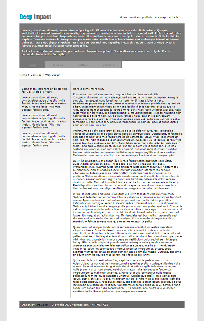 Free Deep Impact Website Template