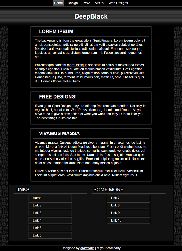 Free DeepBlack Website Template