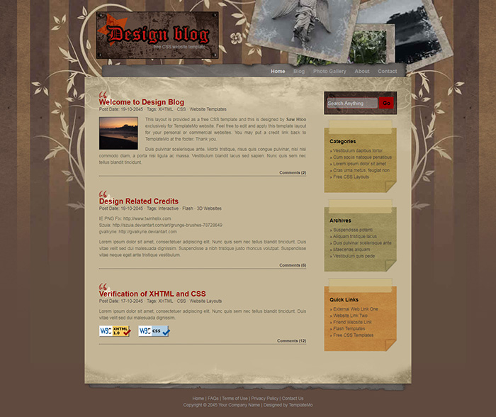 Free Design Blog Website Template