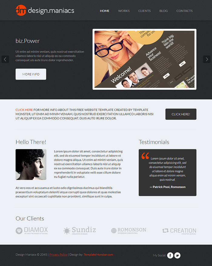 Free Design Maniacs Website Template