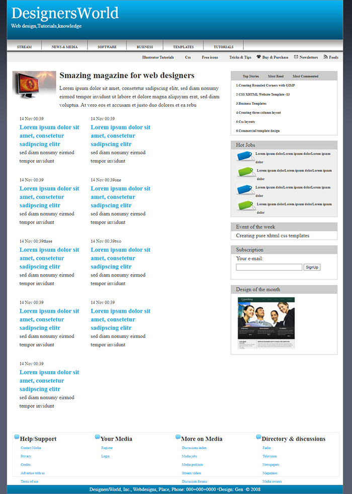 Free DesignersWorld Website Template