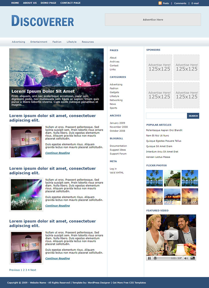 Free Discoverer Website Template
