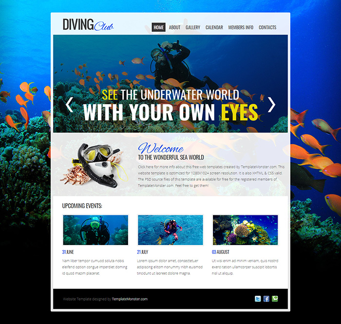 Free DivingClub Website Template