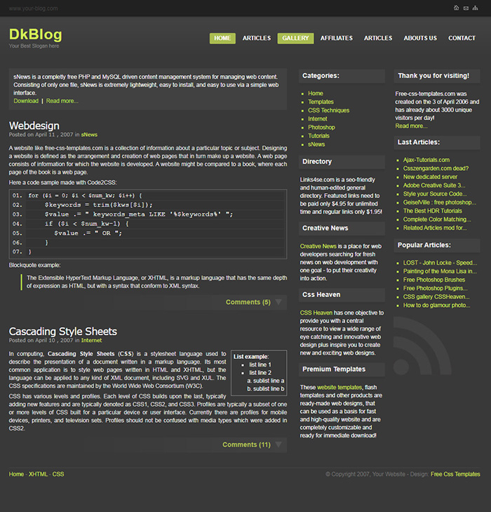 Free DkBlog Website Template