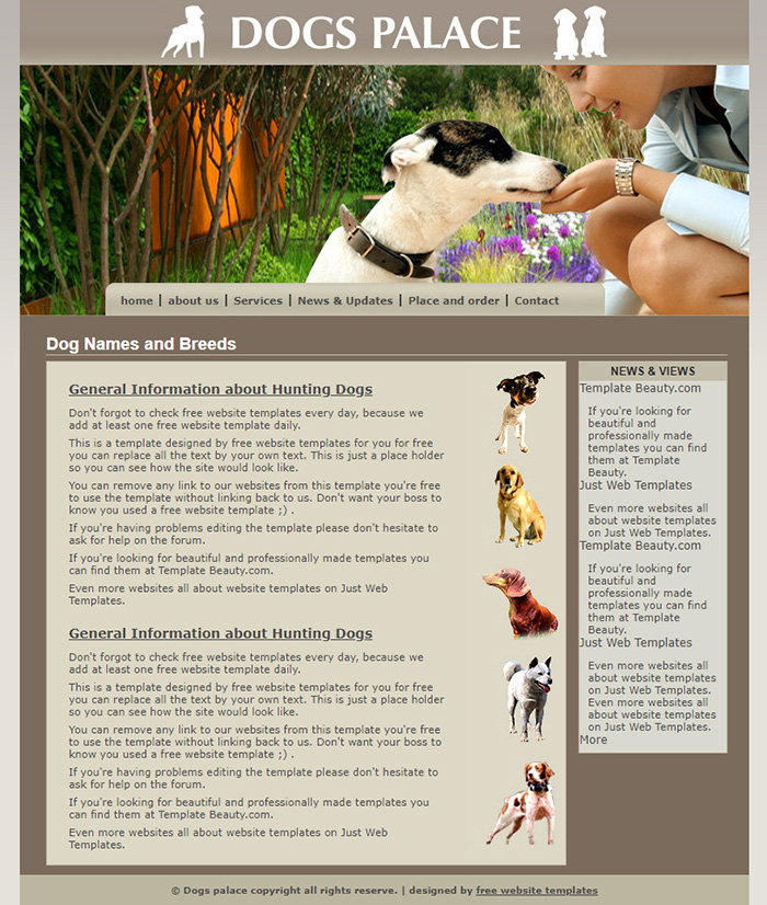 Free Dogs Palace Website Template