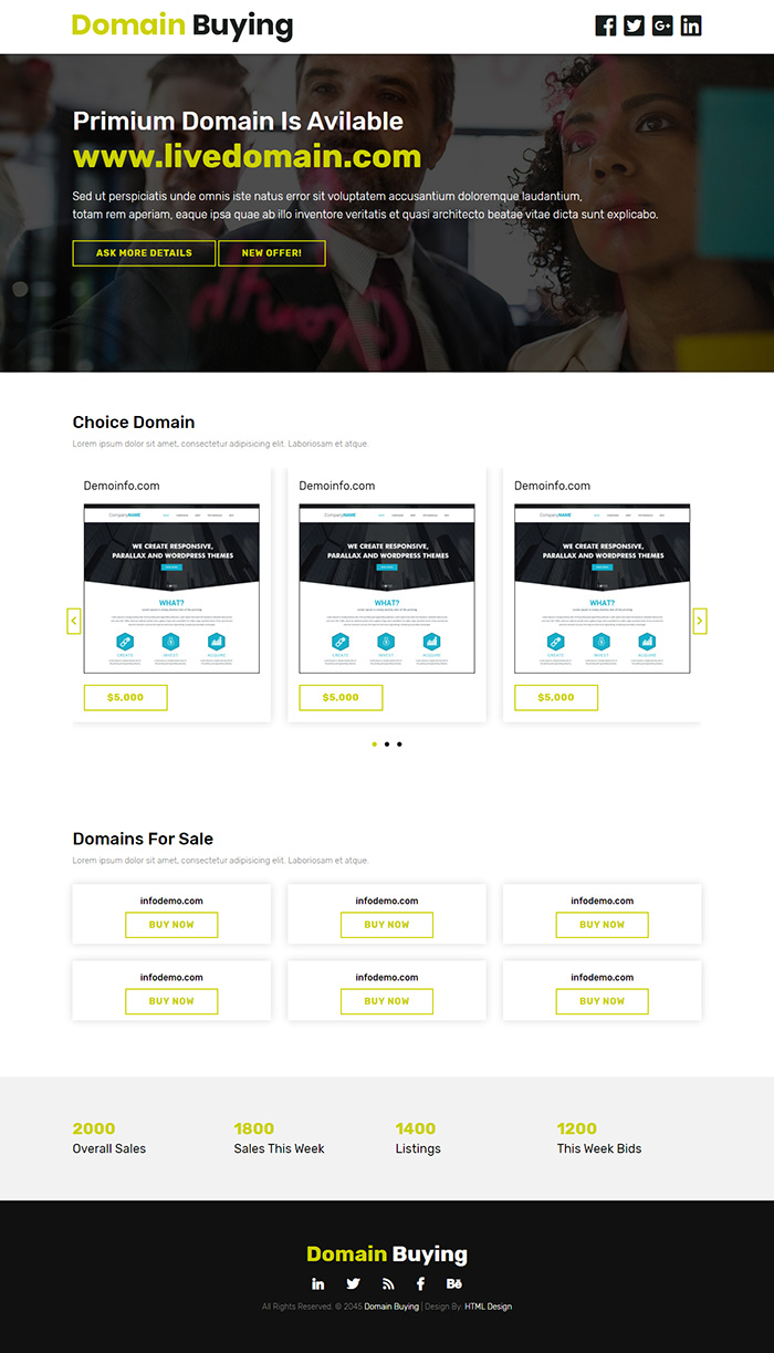 Free Domain Buying Website Template