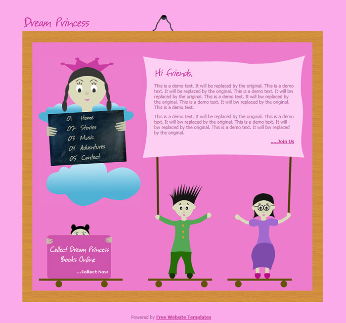 Free Dream Princess Website Template