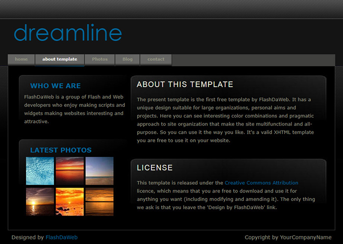 Free dreamline Website Template
