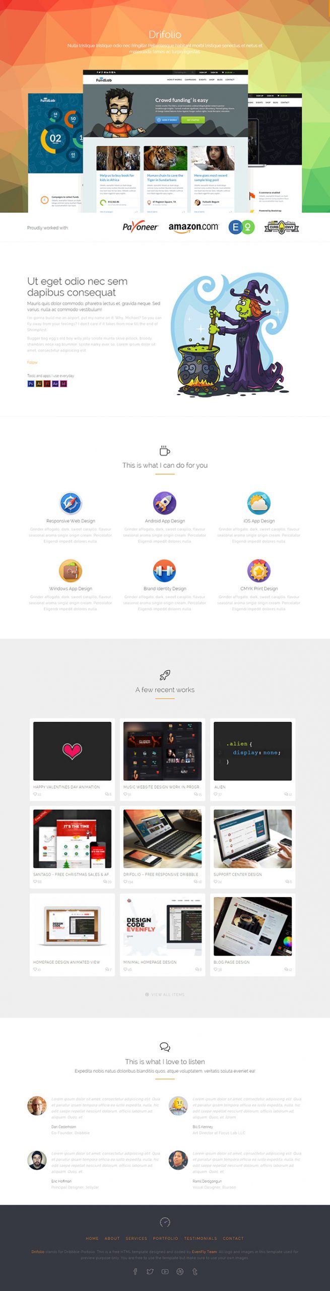 Free Drifolio Website Template