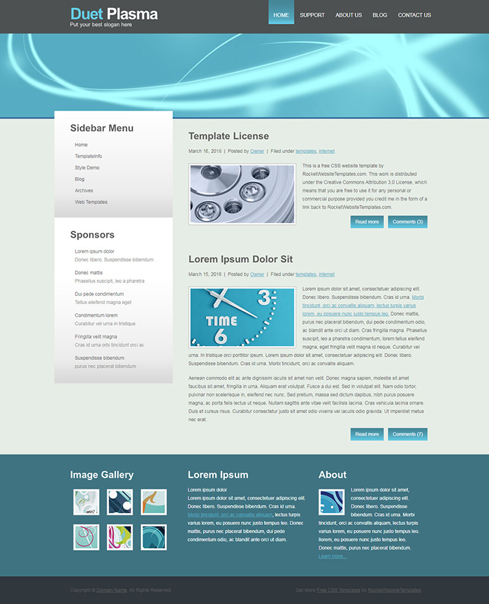 Free Duet Plasma Website Template
