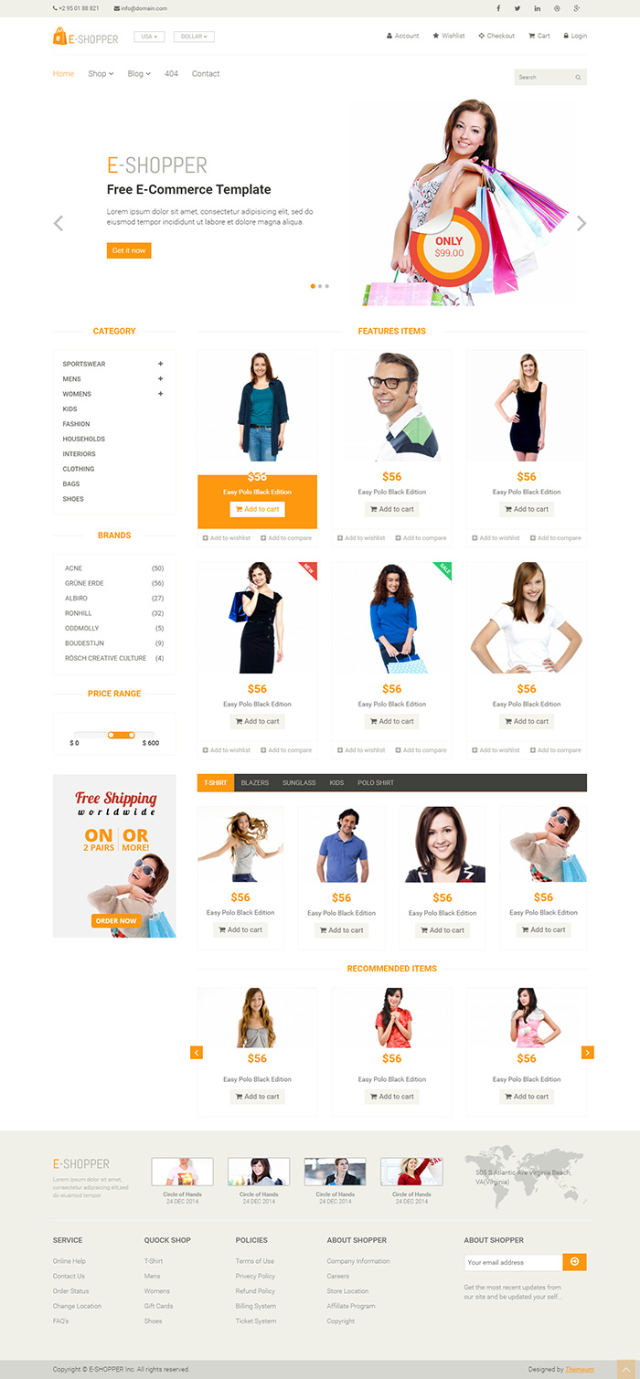 Free E Shopper Website Template