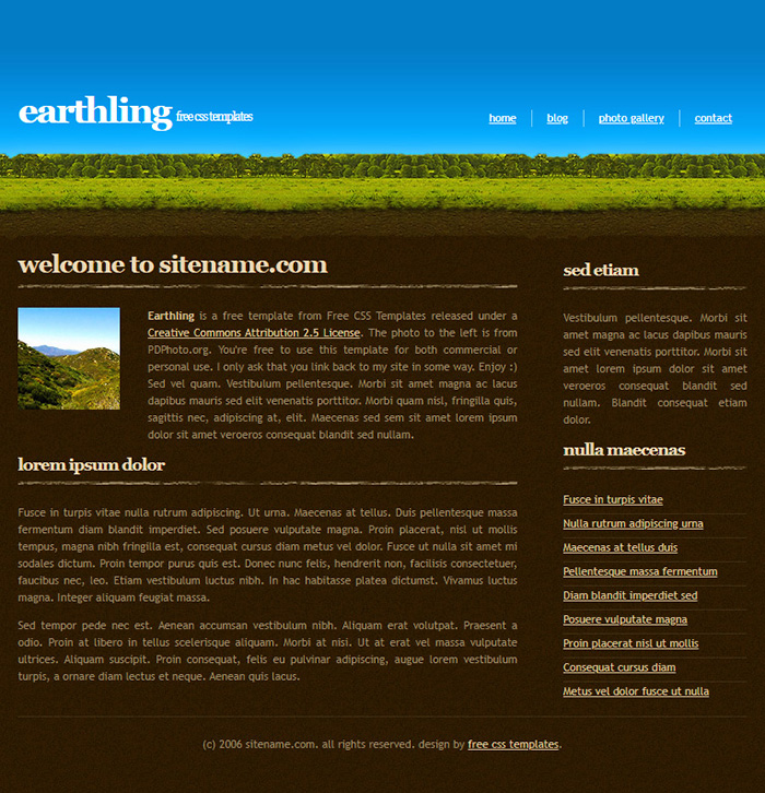 Free Earthling Website Template