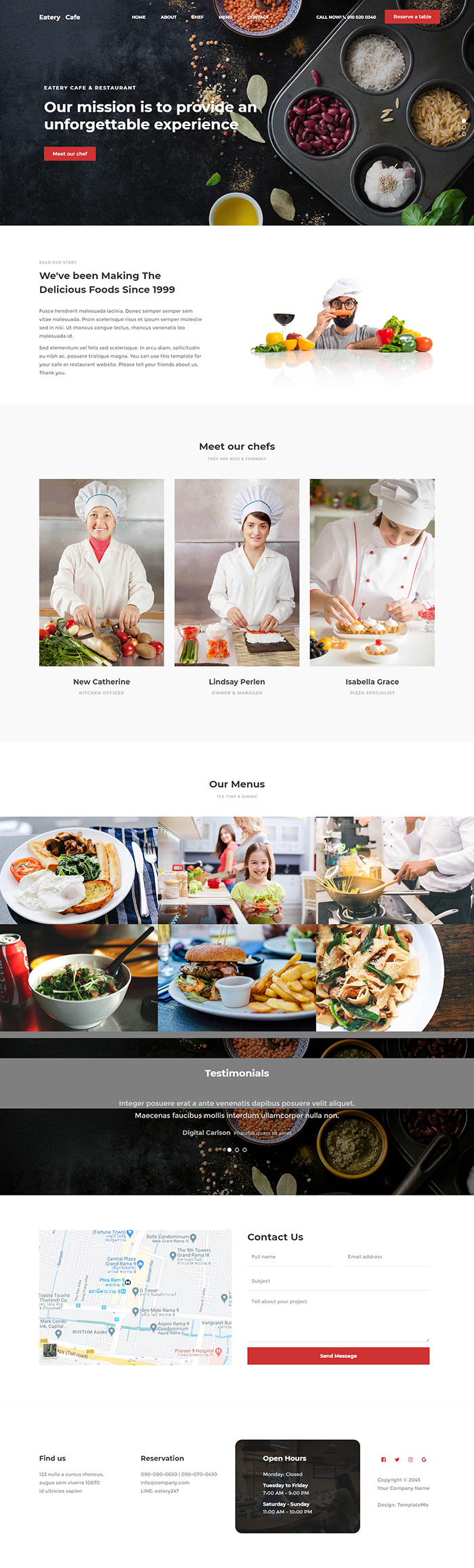 Free Eatery Website Template