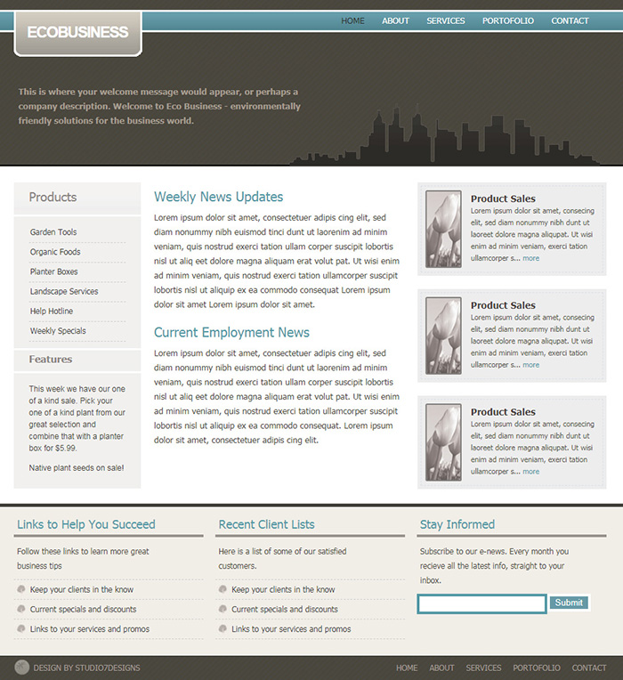 Free Ecobusiness Website Template