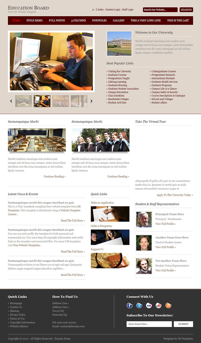 Free Education Board Website Template