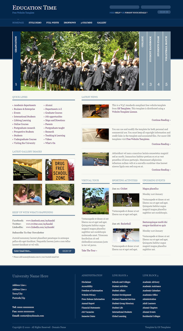 Free Education Time Website Template - Free Website Templates, HTML5 ...